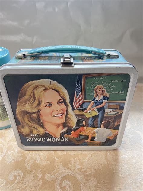 metal lunch box bionic woman|Vintage THE BIONIC WOMAN Metal Lunch Box and Thermos .